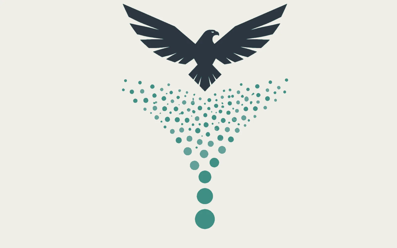 Illustration of many scattered leads funnelling down into a few qualified ones beneath a hawk.
